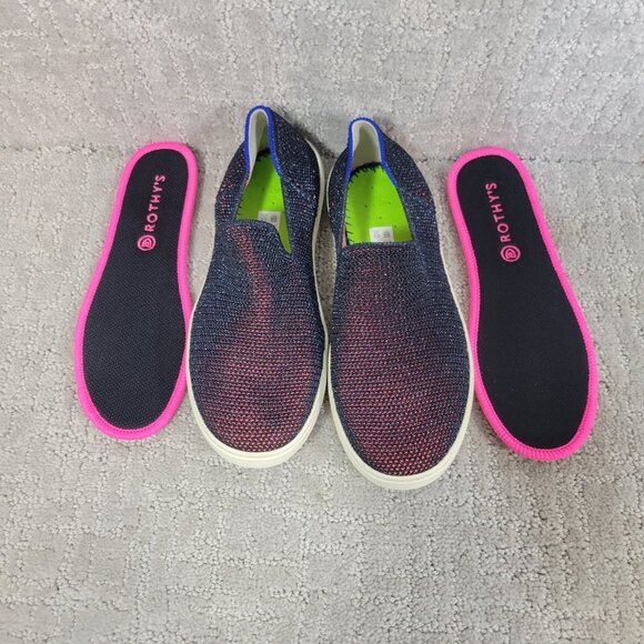 Rothy’s The Sneaker Kids Size US 4 Metallic Lattice Stitch Slip On Flat Shoes - Picture 6 of 9